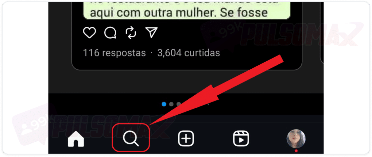 Botão do explorador do Instagram em forma de lupa.