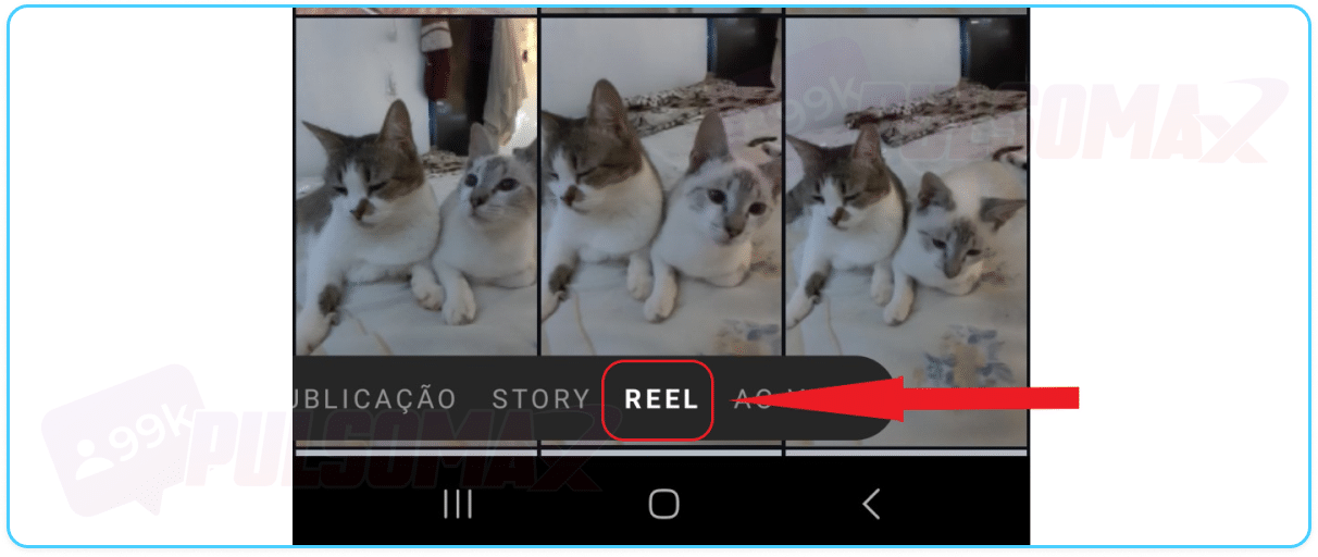 Botão reel Instagram.