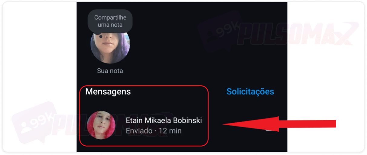 Conversa no direct do Instagram.