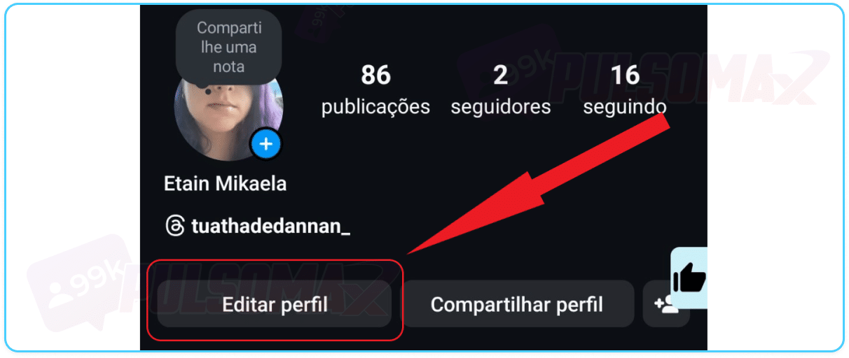 Botão editar perfil no Instagram.