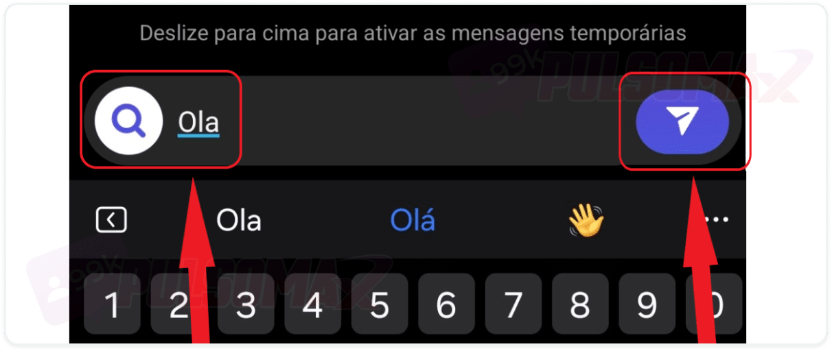 Enviando mensagem no DM do Instagram.