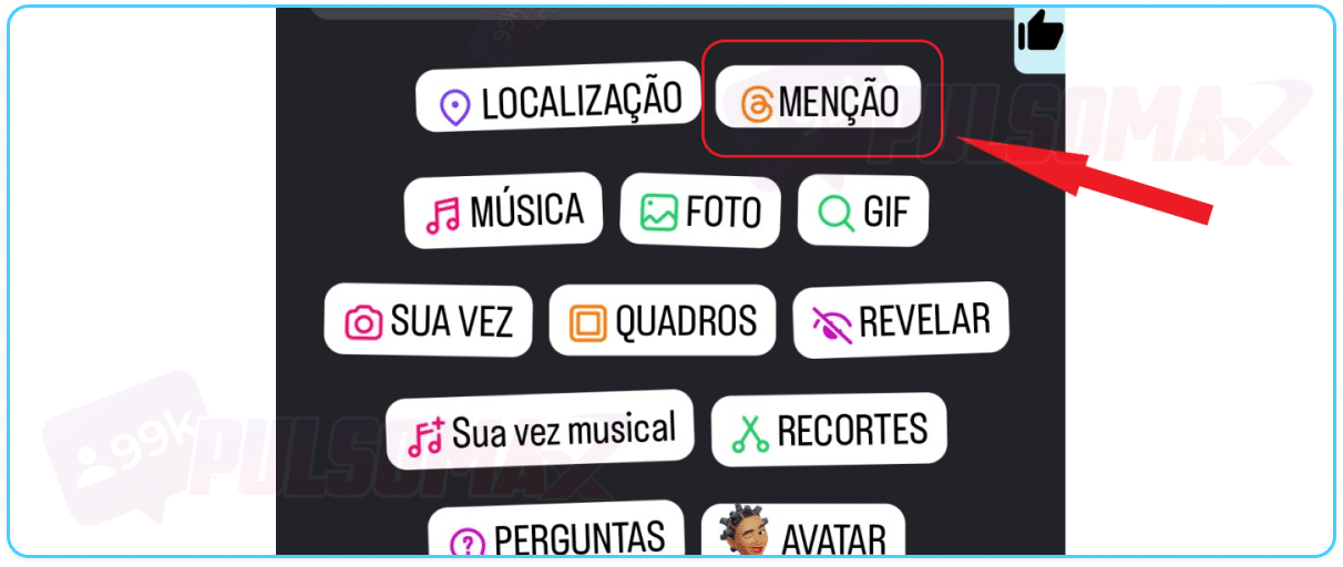 Figurinha de menção nos stories do Instagram.