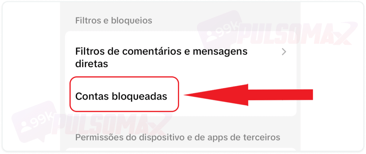 Opção contas bloqueadas no TikTok