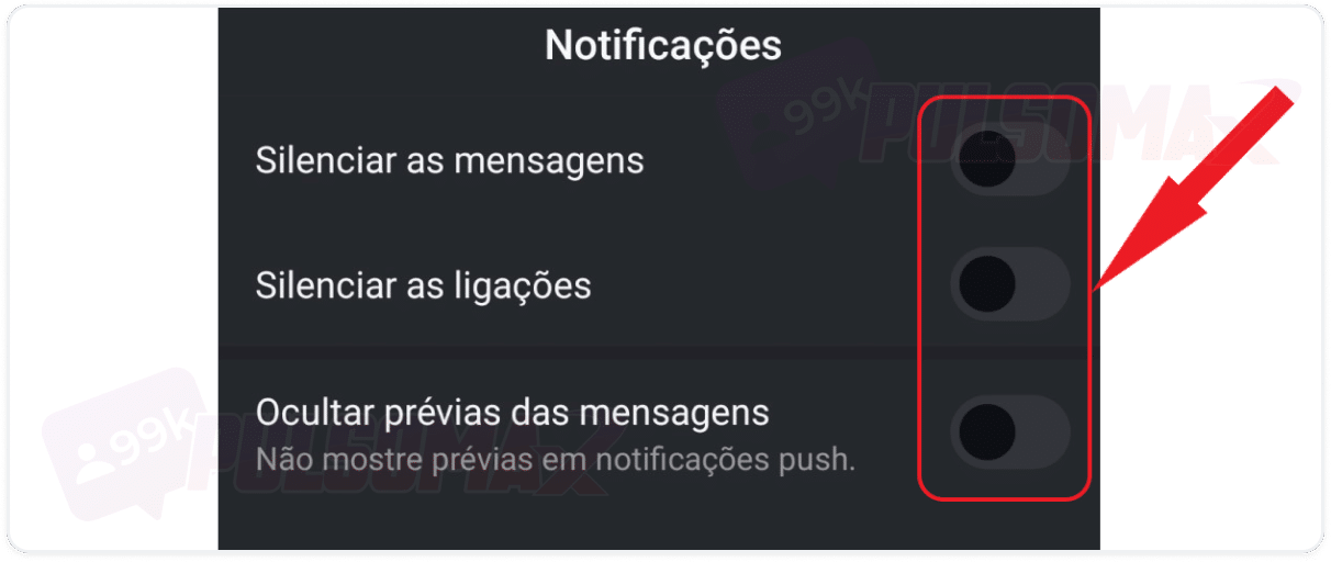 Opções de silenciar DM no Instagram.