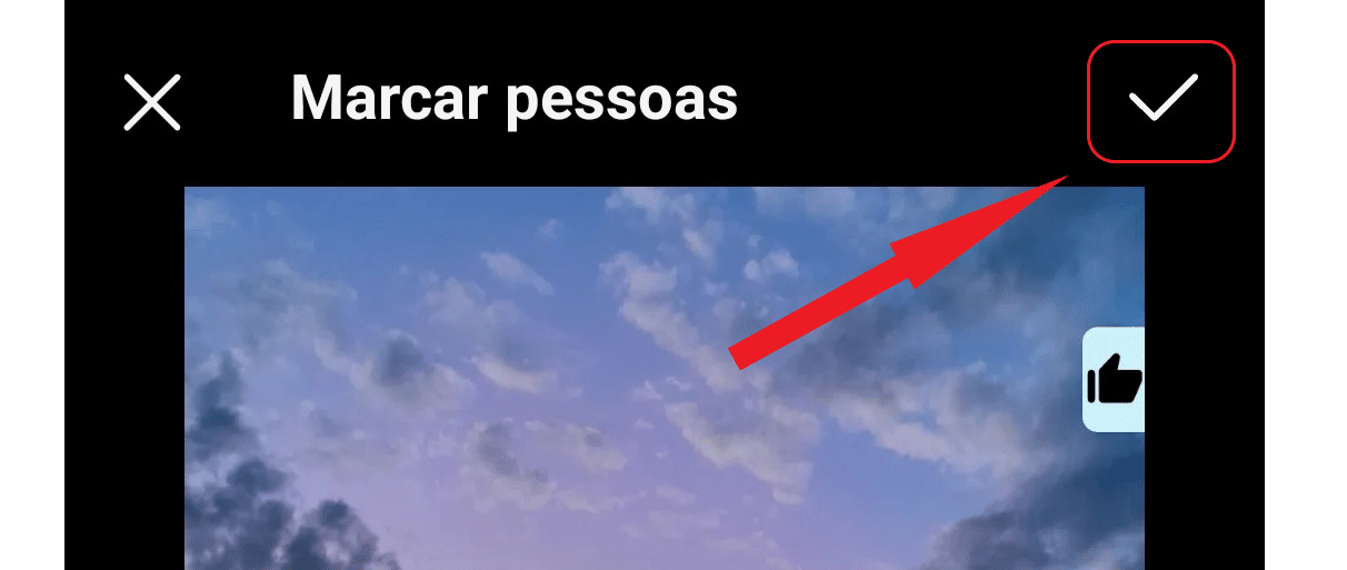 Botão em forma de V para salvar a marcação.