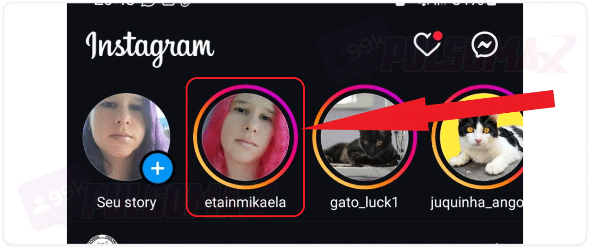 Story de conta no Instagram.