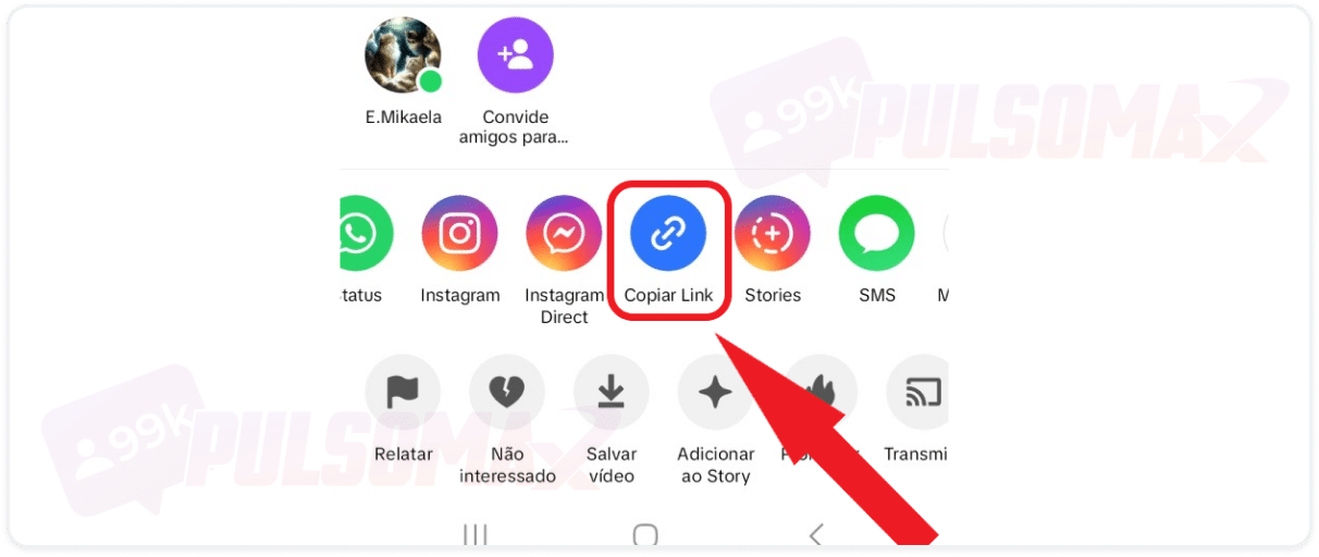 Copiar link no TikTok
