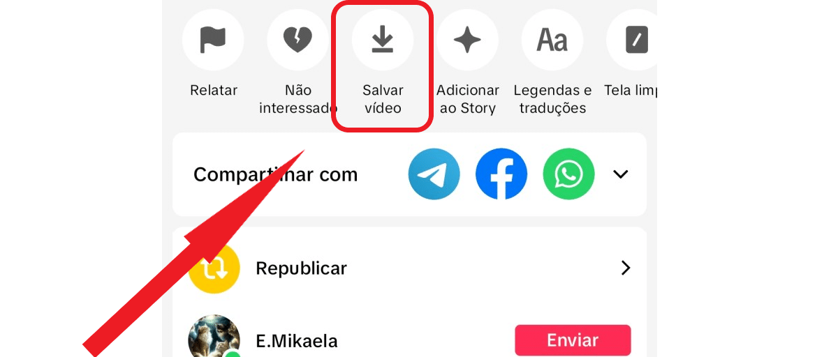 Salvar vídeo pressionando a tela no TikTok
