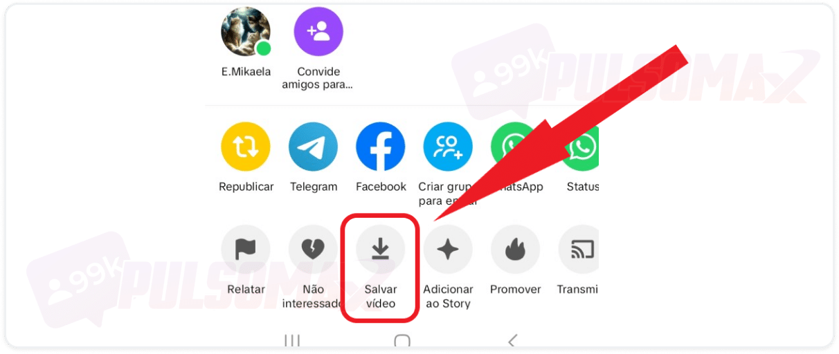 Salvar vídeo no TikTok.