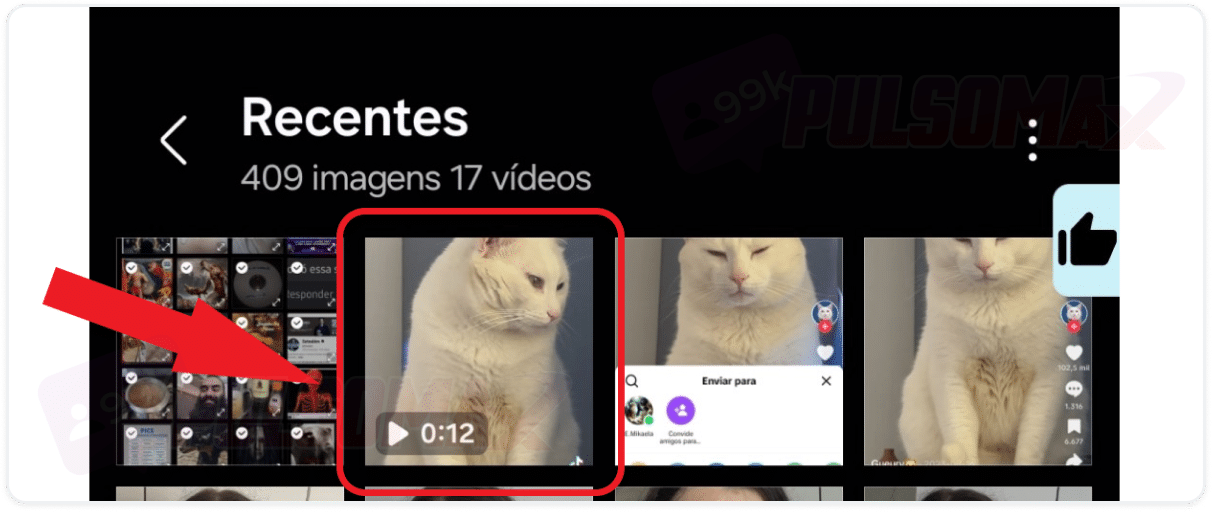 Vídeo salvo na galeria do celular.