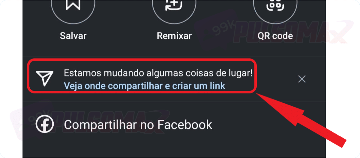 Botão de seta, compartilhar vídeos do reels