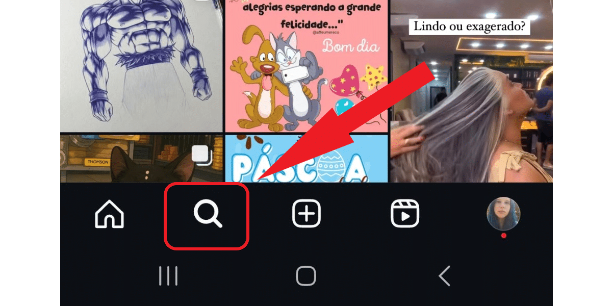 Print da aba explorar no Instagram