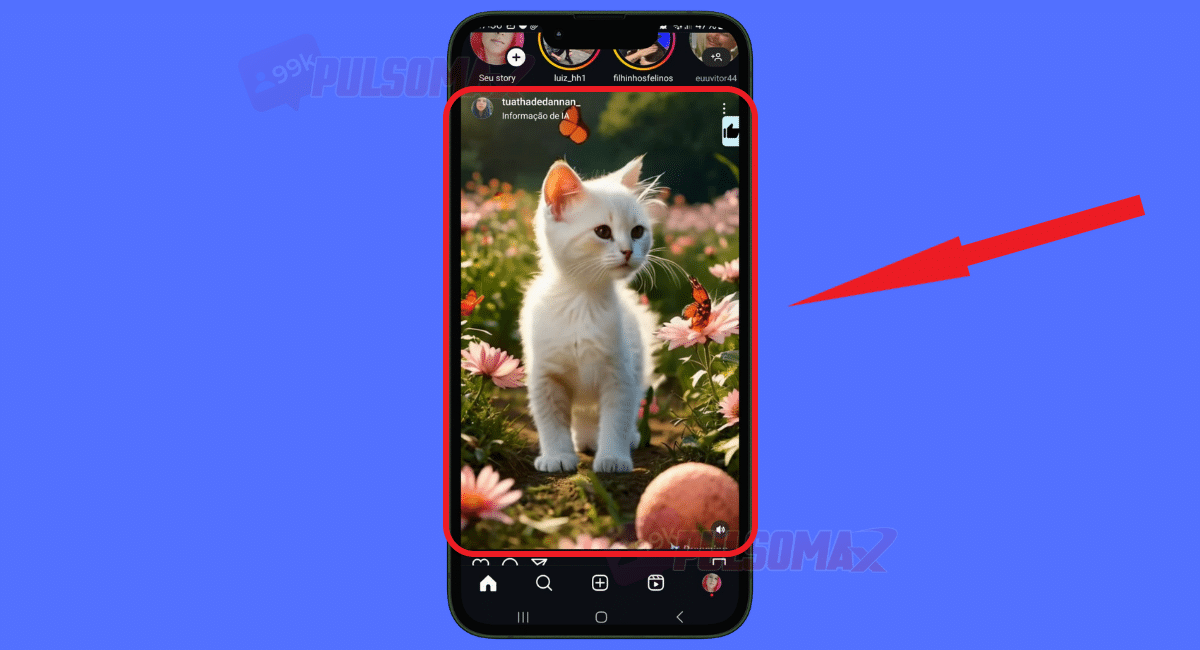 Print de vídeo reel aparecendo no feed do Instagram