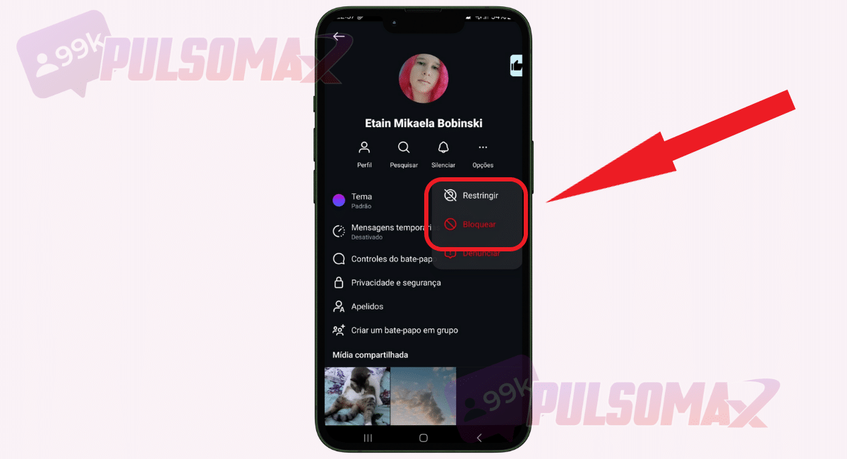 Print mostrando onde bloquear e restringir no Instagram.