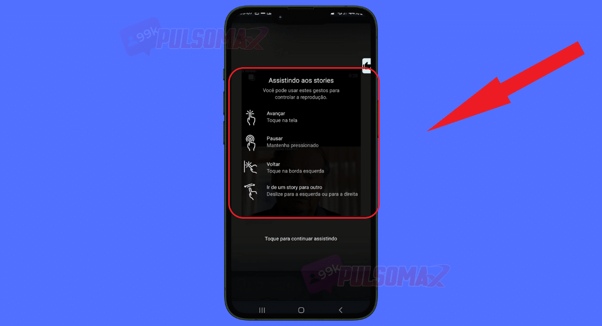 Print - começar a assistir stories no Instagram, instruções.