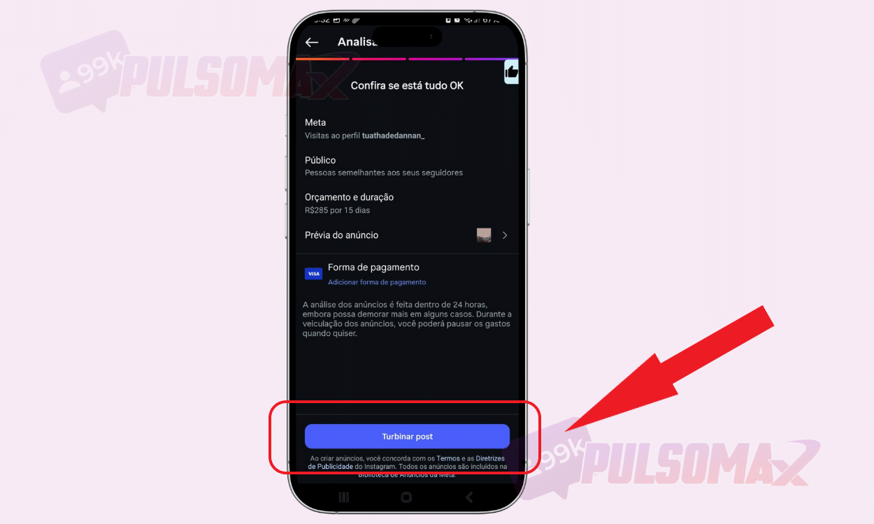 Turbinar publicação Instagram etapa final